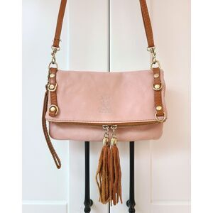 Vera Pelle Italy‎ Pink Leather Crossbody Purse Adjustable Strap Clutch Coquette